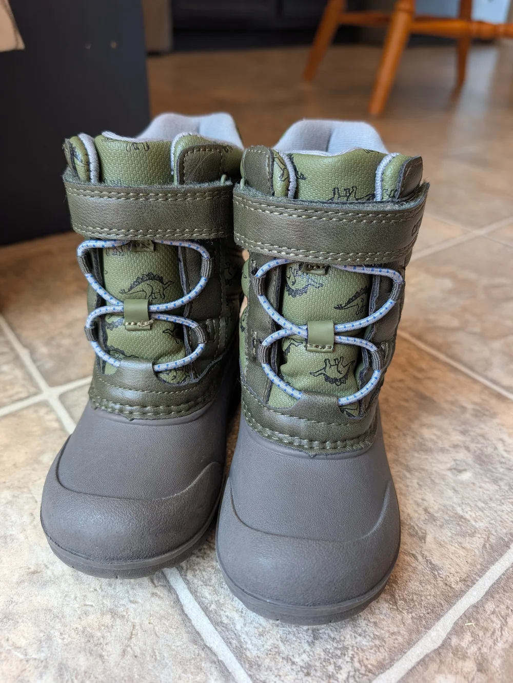 Carter's Dinosaur Kids Winter Boots Green/Gray Size 8